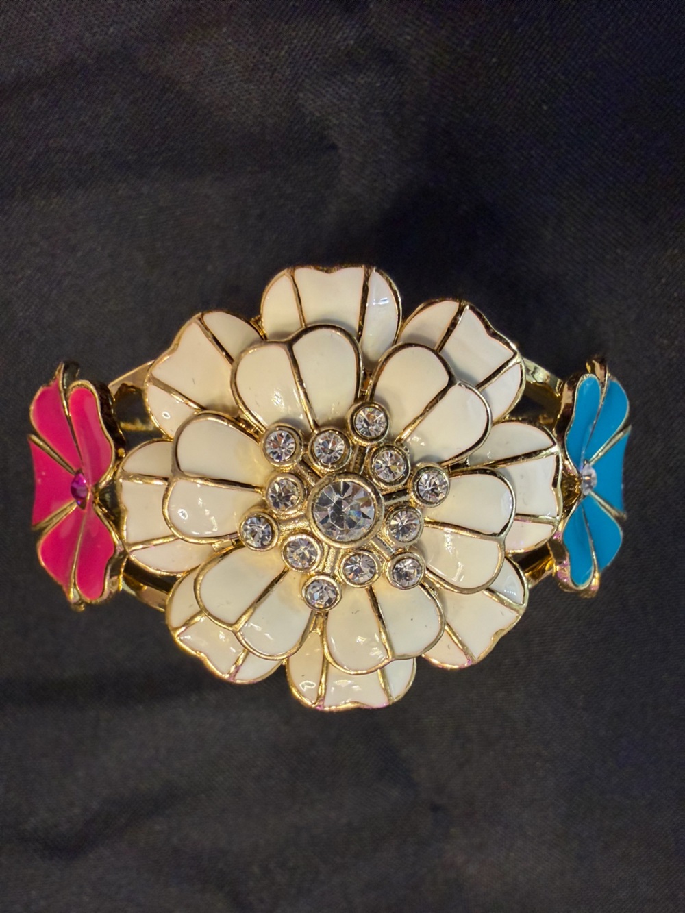 Park Lane Aubrey Bracelet Floral Enamel Crystal Gold Tone $85